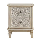 Chantilly Whitewashed Carved 2 Drawer Bedside Table