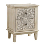 Chantilly Whitewashed Carved 2 Drawer Bedside Table