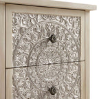 Chantilly Whitewashed Carved 2 Drawer Bedside Table