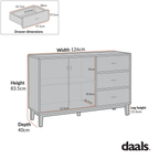 Bianca Chip Carved 2-Door 3-Drawer Sideboard, Sand Beige & Ivory