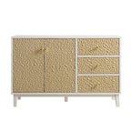 Bianca Chip Carved 2-Door 3-Drawer Sideboard, Sand Beige & Ivory