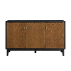 Bianca Chip Carved 3 Door Sideboard, Antique Bronze & Black
