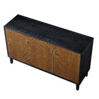 Bianca Chip Carved 3 Door Sideboard, Antique Bronze & Black
