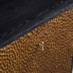 Bianca Chip Carved 3 Door Sideboard, Antique Bronze & Black