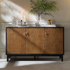 Bianca Chip Carved 3 Door Sideboard, Antique Bronze & Black