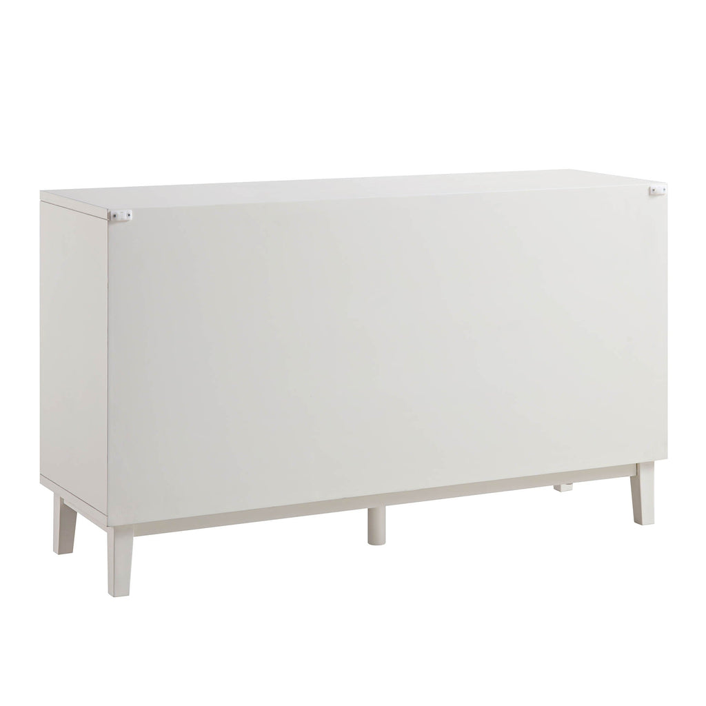 Bianca Chip Carved 3 Door Sideboard, Sand Beige & Ivory