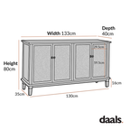 Chantilly Mid Grey Carved Large Sideboard