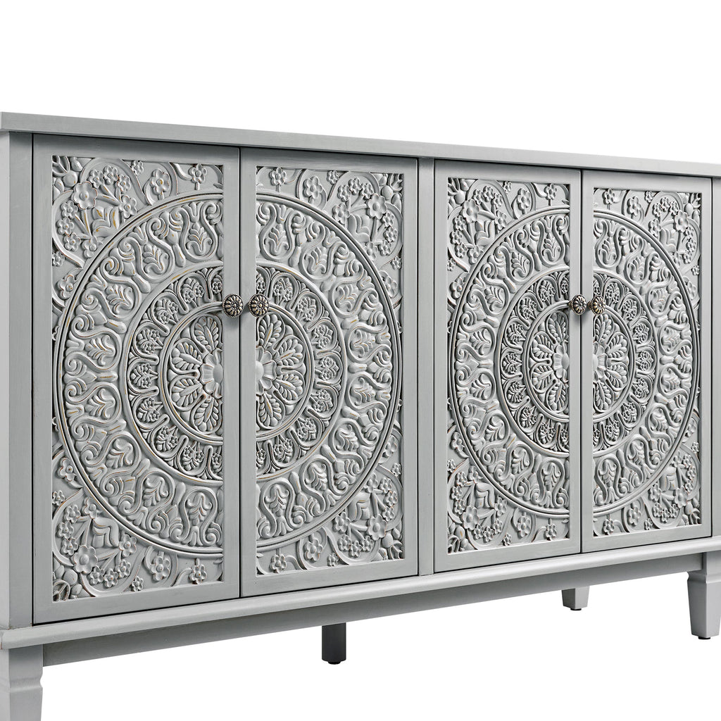 Chantilly Mid Grey Carved Large Sideboard