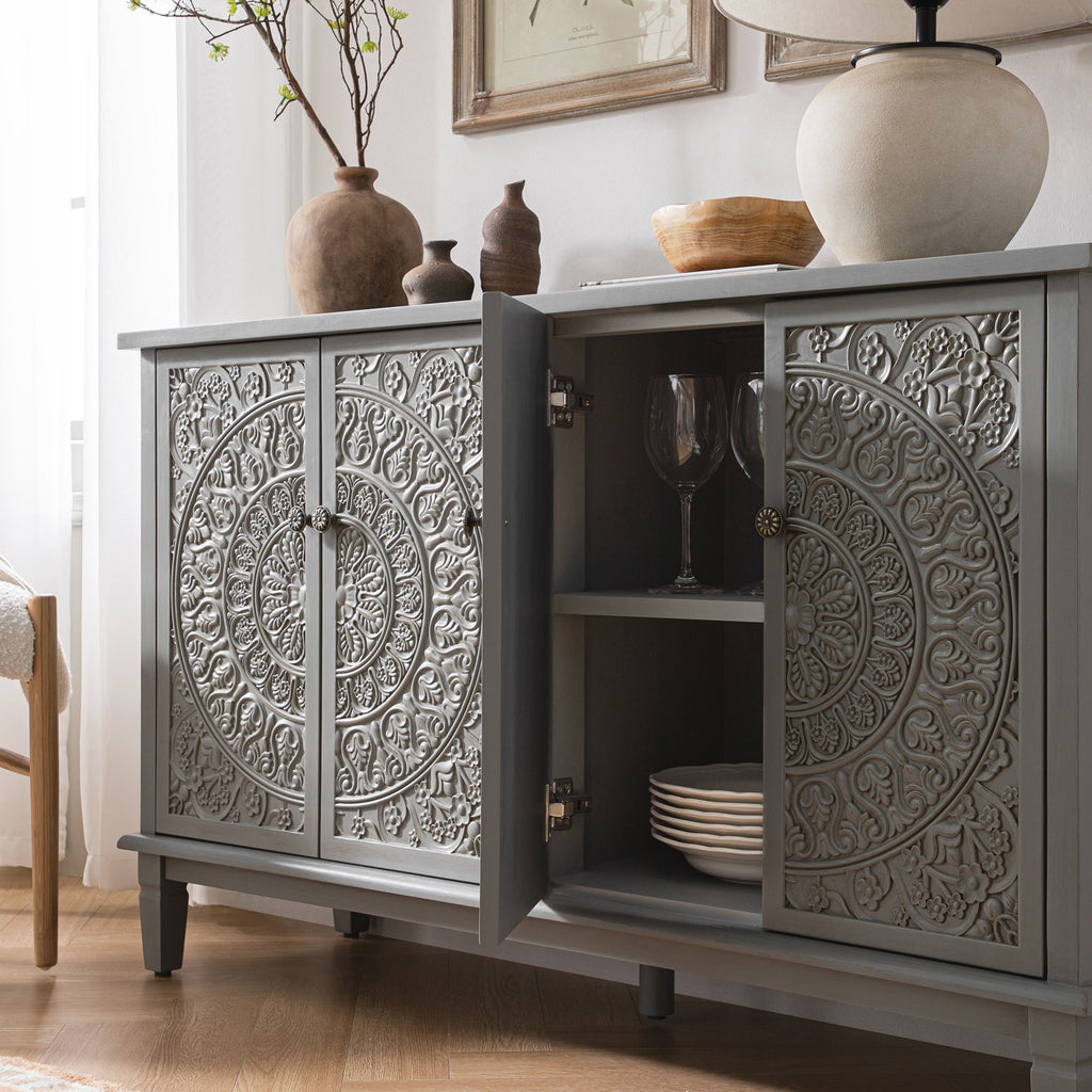 Chantilly Mid Grey Carved Large Sideboard