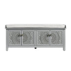 Chantilly Mid Grey Carved Storage Bench