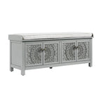 Chantilly Mid Grey Carved Storage Bench