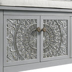 Chantilly Mid Grey Carved Storage Bench