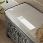 Chantilly Mid Grey Carved Storage Bench