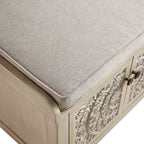 Chantilly Whitewashed Carved Storage Bench