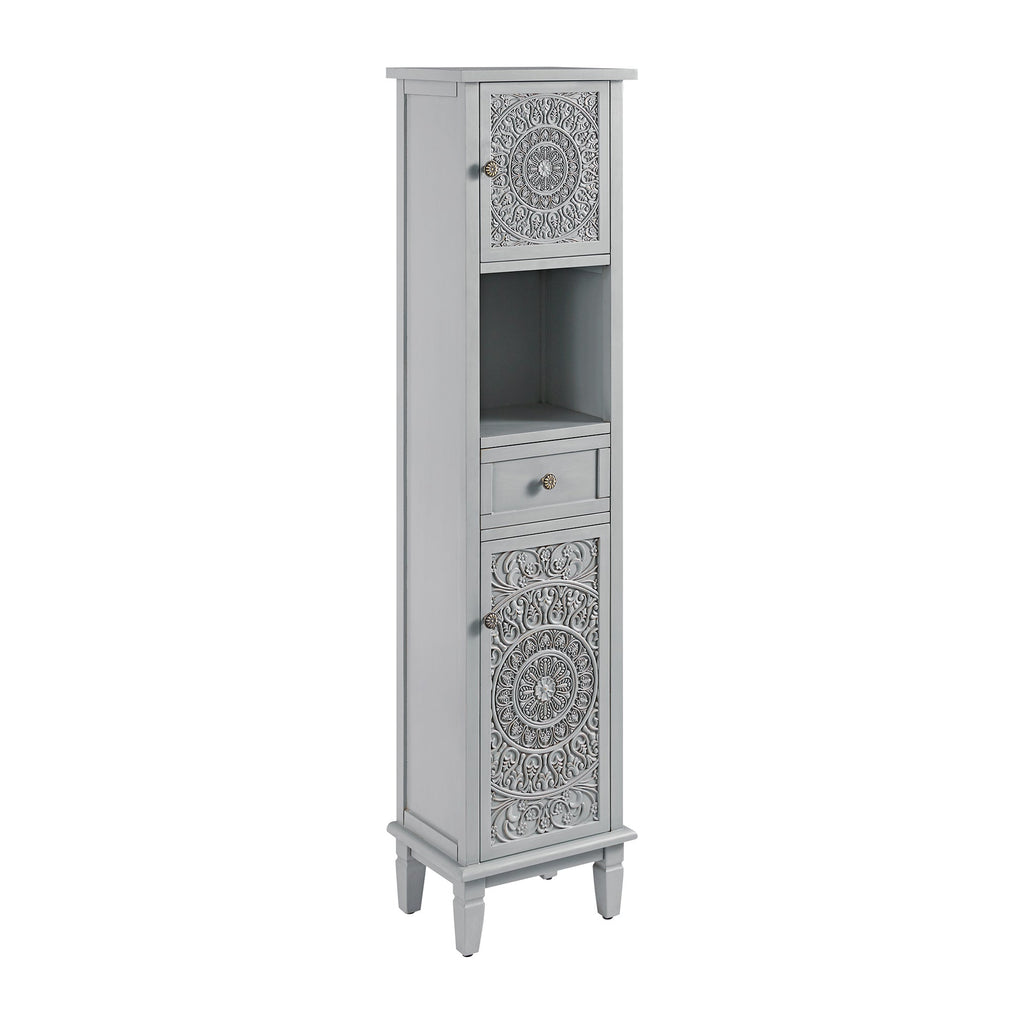Chantilly Mid Grey Carved Bathroom Tallboy Cabinet