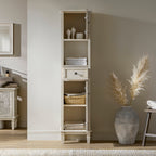 Chantilly Whitewashed Carved Bathroom Tallboy Cabinet