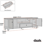 Chantilly Whitewashed 150cm Wide TV Unit