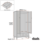 Chantilly Mid Grey Carved Double Wardrobe