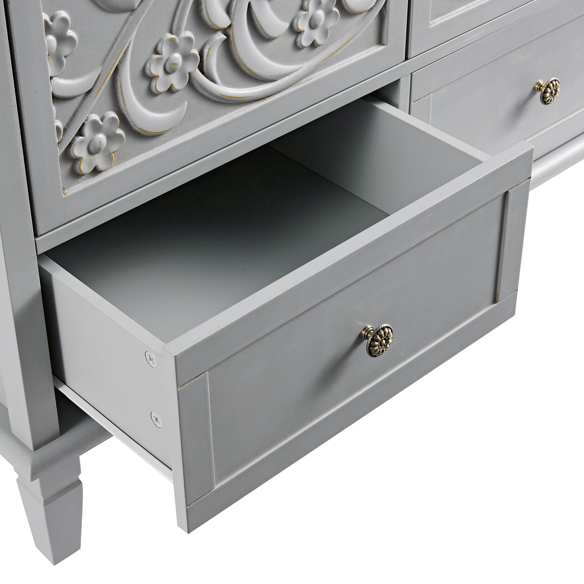 Chantilly Mid Grey Carved Double Wardrobe