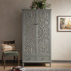 Chantilly Mid Grey Carved Double Wardrobe