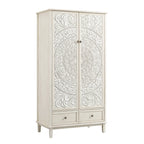 Chantilly Whitewashed Carved Double Wardrobe