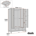 Chantilly Mid Grey Carved Triple Wardrobe
