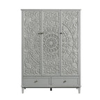 Chantilly Mid Grey Carved Triple Wardrobe