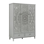 Chantilly Mid Grey Carved Triple Wardrobe