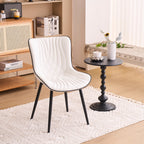 Modern Upholstered Leather Armless Dining Chairs Set of 2
