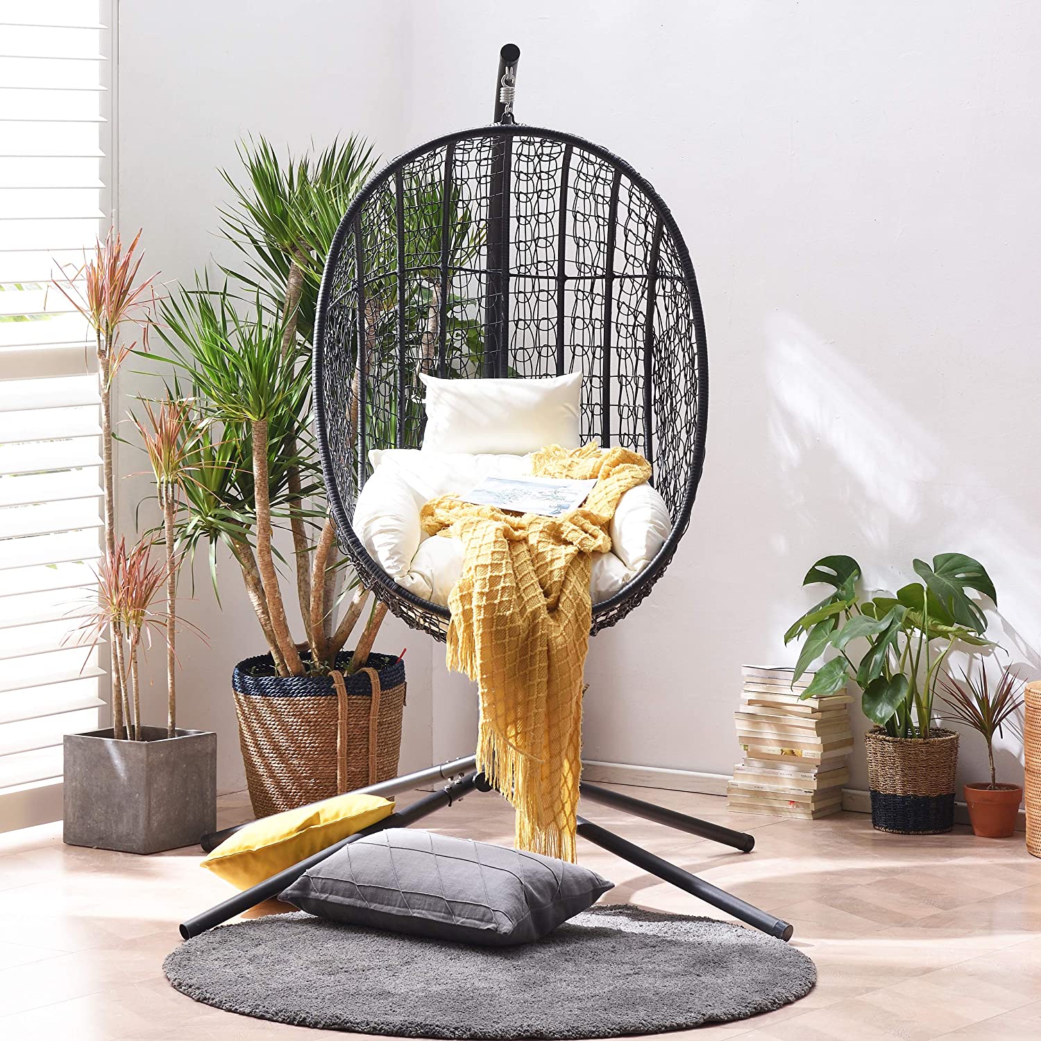 Azura Black Patio Hanging Egg Chair