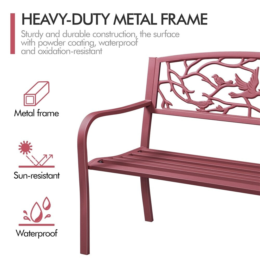 Yaheetech Patio Garden Bench Outdoors Metal Porch Chair - N/A
