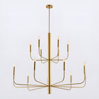 15-Light Minimalist Candlestick Chandelier, 2 Tier Ancient Design - 48