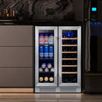 24 Inch Wine/Beverage Refrigerator Cooler, 20 Bottle/60 Can DUAL ZONE Fridge - 24 inch