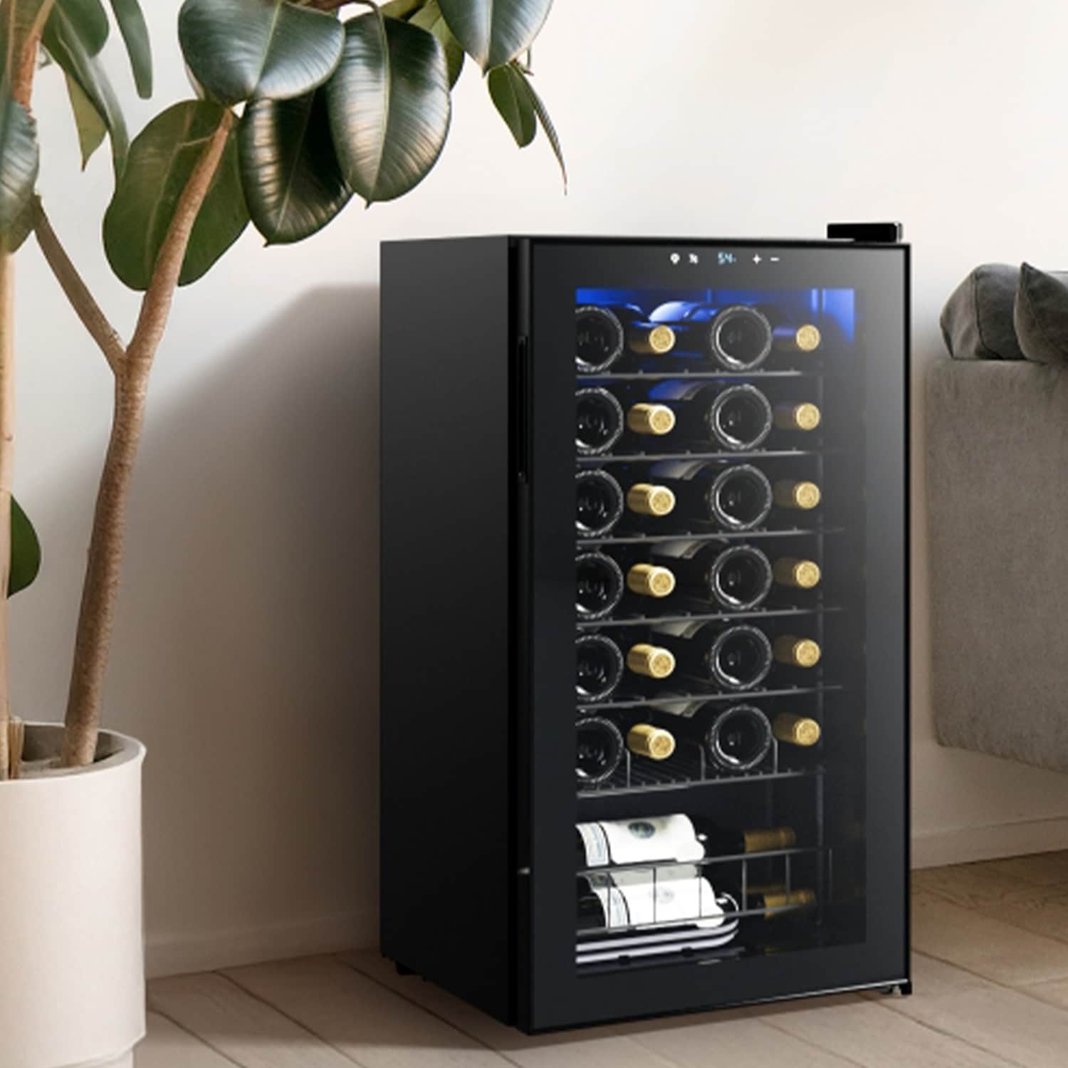 17 Inch 28 Bottle Wine/Beverage Fridge, Stainless Steel Wine Cooler for Home & Commercial Use